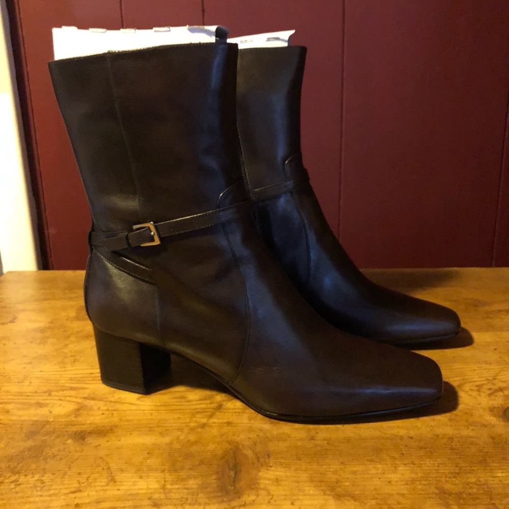 Brown leather boots